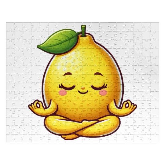 Cute lemon yoga meditation relaxation cartoon Jigsaw Puzzles