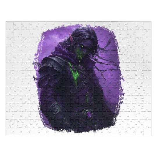 Dark Elf with Poison Magic and Purple Shadow Power Jigsaw Puzzles