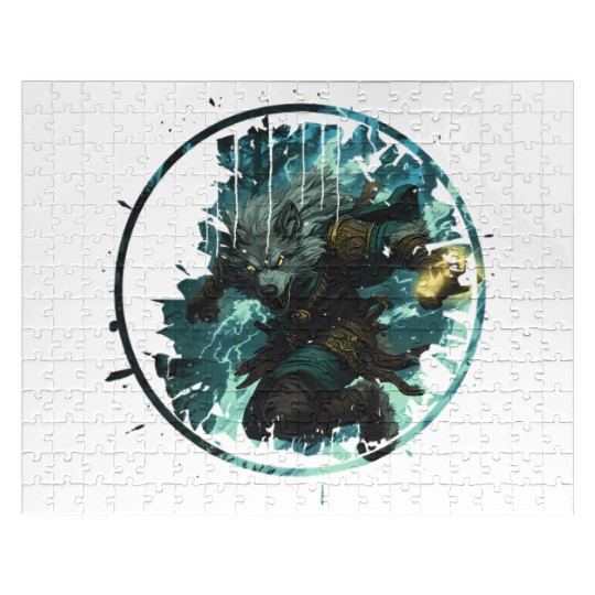 Mystical Werewolf With Magic In The Dark Forest Jigsaw Puzzles