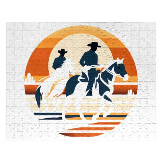 Western Cowboys Silhouette Jigsaw Puzzles