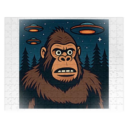 Bigfoot Sasquatch Funny Alien UFO Jigsaw Puzzles