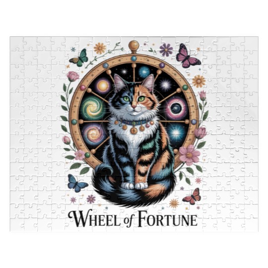 Wheel of Fortune Tarot Cat Art Jigsaw Puzzles