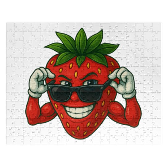 Cool strawberry with sunglasses in summer Jigsaw Puzzles