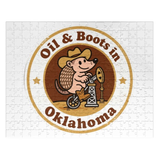 Oil Boots Oklahoma Vintage Artwork Jigsaw Puzzles