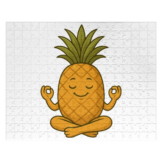 Cute pineapple yoga meditation relaxation cartoon Jigsaw Puzzles