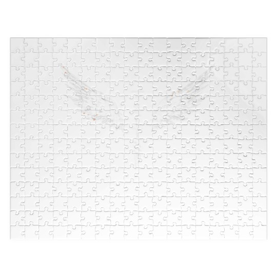 White Angel Wings Symbol with Futuristic Tribal Jigsaw Puzzles