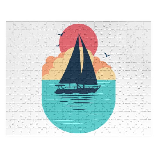 Sunset Sailboat Ocean Jigsaw Puzzles Design