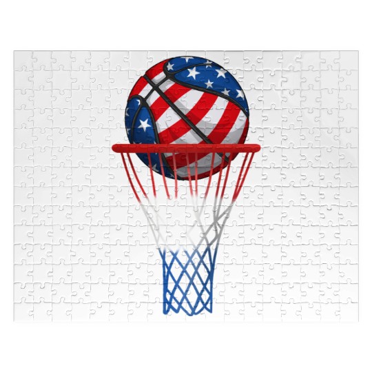 Basketball American Patriotic 4th Of July US Flag Jigsaw Puzzles