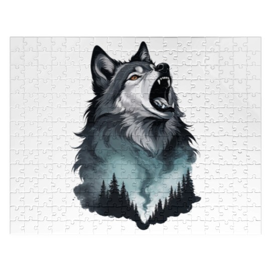 Howling Wolf Under the Northern Sky Jigsaw Puzzles