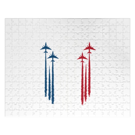 Fighter Jet Airplane USA Flag Heart Jigsaw Puzzles