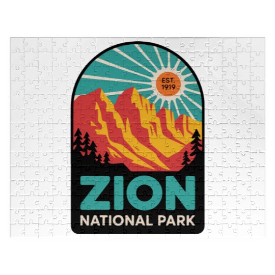 Zion National Park Retro Sunset Art Jigsaw Puzzles