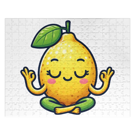Funny lemon yoga meditation relaxation chill carto Jigsaw Puzzles