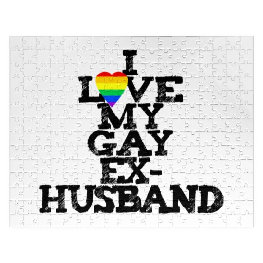 Rainbow Heart I Love My Gay Ex-Husband LGBTQ+ Ally Jigsaw Puzzles