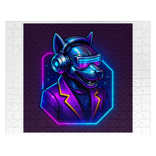 "Cyberpunk DJ Dog | Futuristic Style with a Doggy- Jigsaw Puzzles
