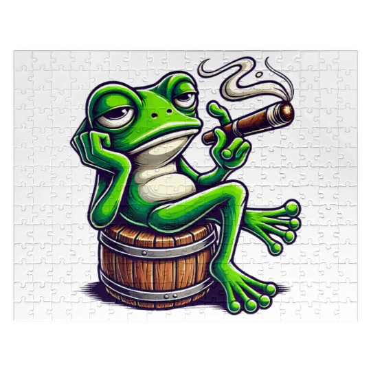 Chill Frog With Cigar Jigsaw Puzzles
