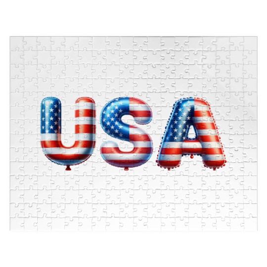USA Lettering in national colors  Balloon style! Jigsaw Puzzles