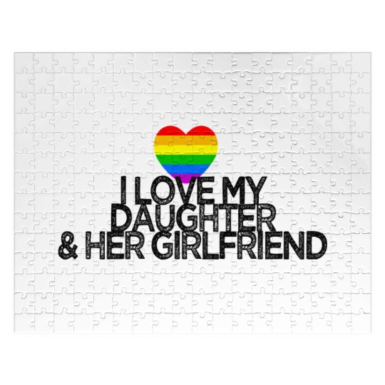 I love my daughter & her girlfriend gay rights Jigsaw Puzzles