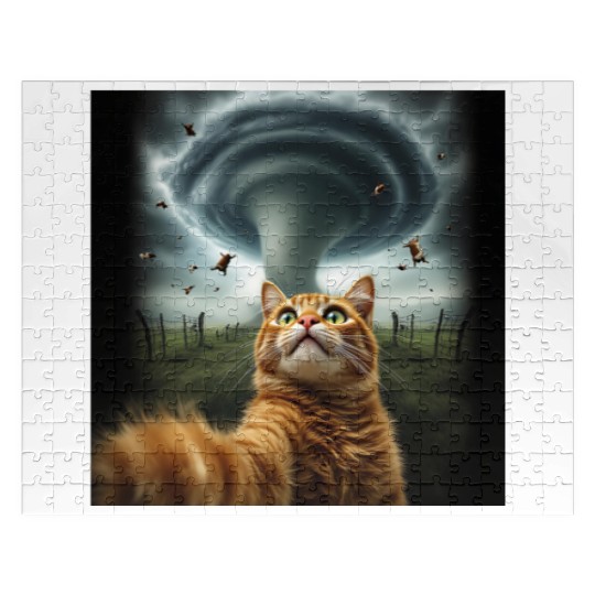 Funny Tornado Cat Selfie Flying Cow Meme Jigsaw Puzzles