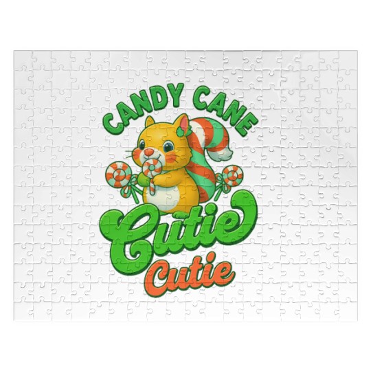 Candy Cane Cutie – Sweet Squirrel Holiday Design Jigsaw Puzzles