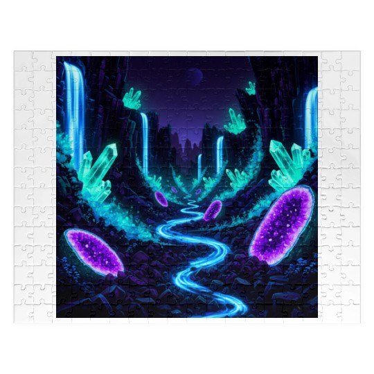 Bioluminescent Crystal Valley Jigsaw Puzzles