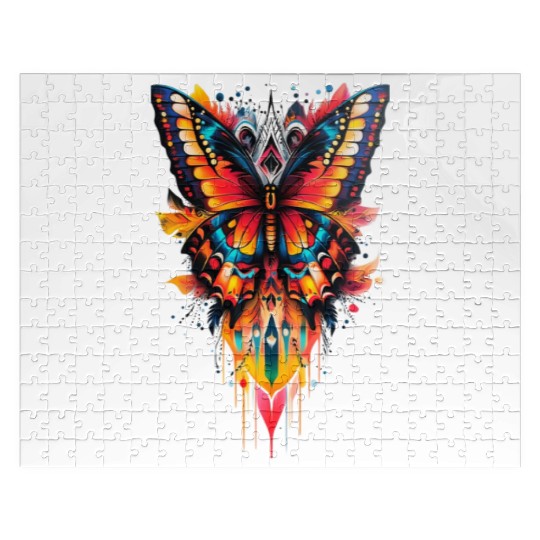 Fire Drip Butterfly – Psychedelic Tattoo Jigsaw Puzzles