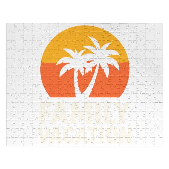 Family Vacation Palm Trees Sunset Beach Jigsaw Puzzles