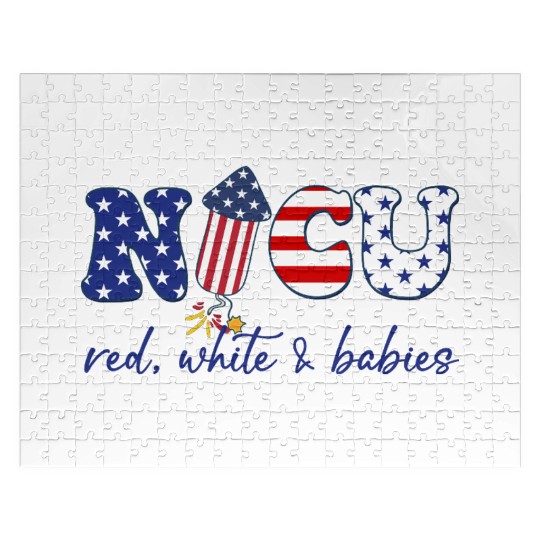 NICU Patriotic Red White Babies Jigsaw Puzzles