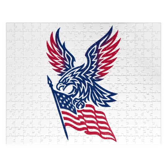 Patriotic Eagle with USA Flag 4th of July Jigsaw Puzzles