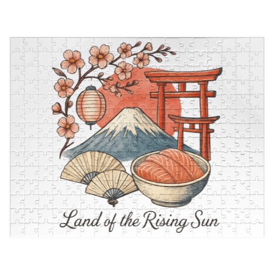 Japan Culture - Mount Fuji & Sakura Vintage Art Jigsaw Puzzles
