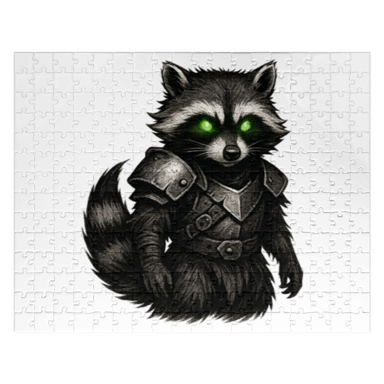 Armored Forest Raccoon – Glowing-Eyed Fantasy Ward Jigsaw Puzzles