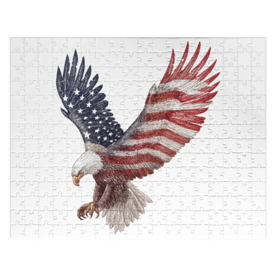 Bald Eagle with the American Flag Forming Wings Jigsaw Puzzles