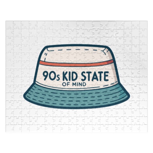 90s Kid State Of Mind Bucket Hat Retro 90s Jigsaw Puzzles