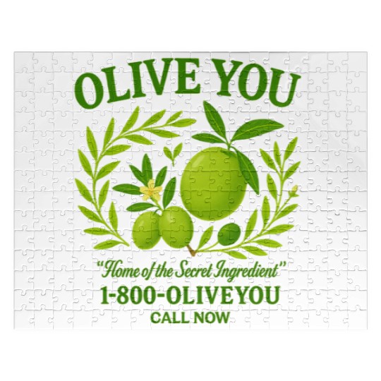 Olive You Cute Vintage Pun Graphic Jigsaw Puzzles