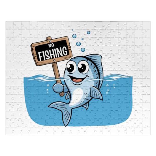No Fishing – Cartoon Fish Joke Jigsaw Puzzles
