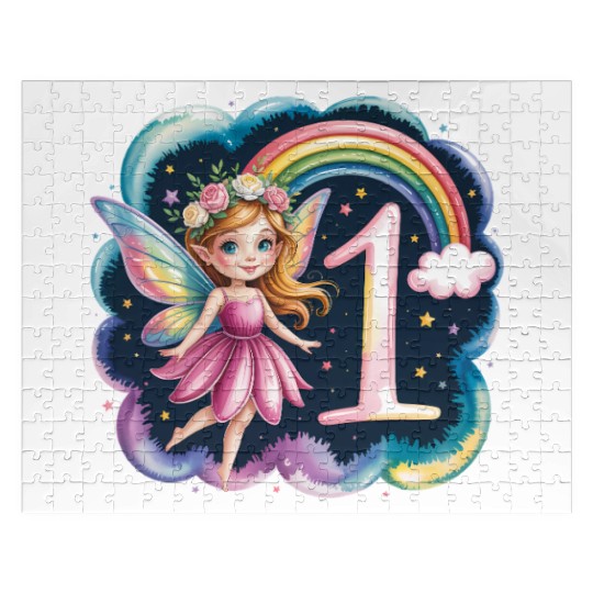 Magical Rainbow Fairy Elf 1st Birthday Girl Jigsaw Puzzles