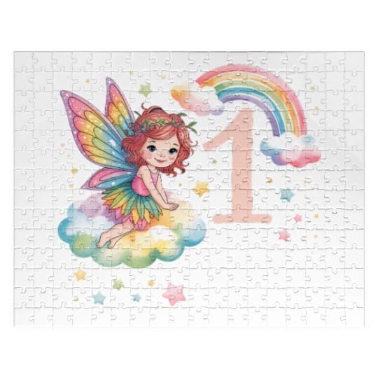 Magical Rainbow Fairy Elf 1st Birthday Girl Jigsaw Puzzles