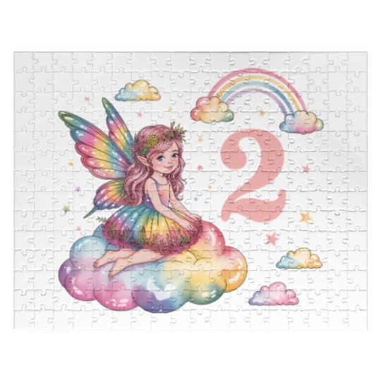 Magical Rainbow Fairy Elf 2nd Birthday Girl Jigsaw Puzzles