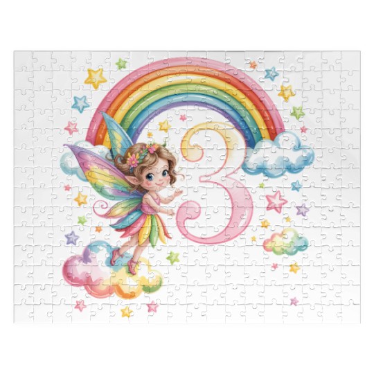 Magical Rainbow Fairy Elf 3rd Birthday Girl Jigsaw Puzzles