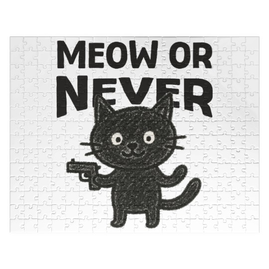 Meow or Never – Funny Black Cat Jigsaw Puzzles