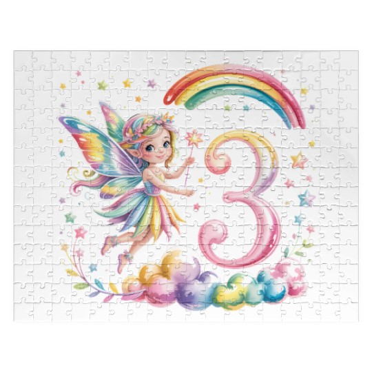 Magical Rainbow Fairy Elf 3nd Birthday Girl Jigsaw Puzzles