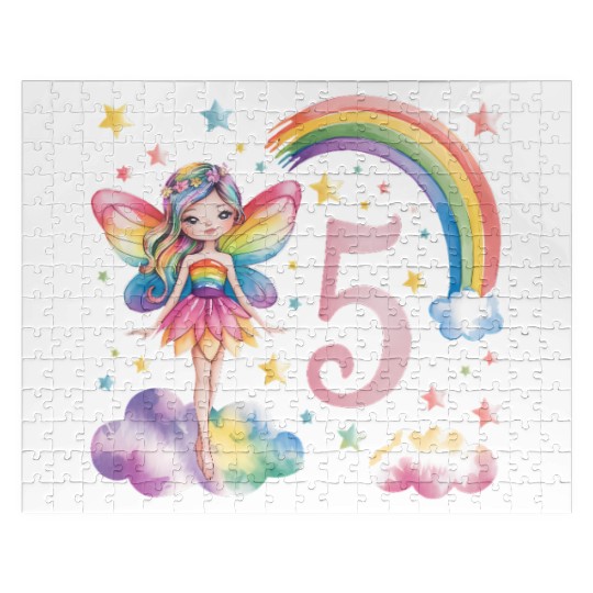 Magical Rainbow Fairy Elf 5th Birthday Girl Jigsaw Puzzles