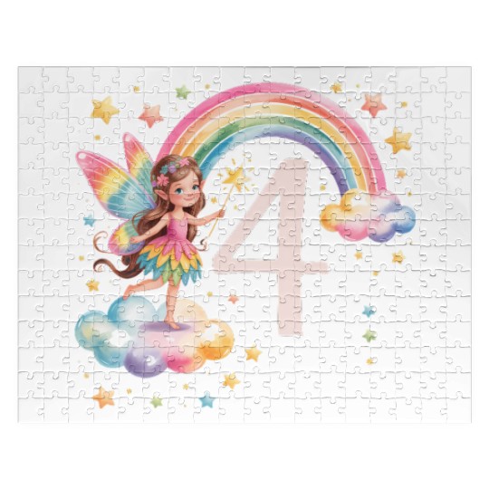 Magical Rainbow Fairy Elf 4th Birthday Girl Jigsaw Puzzles