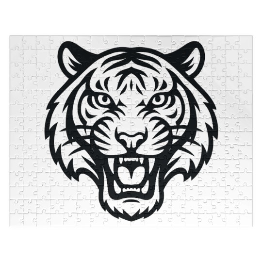 Black and White Tiger Face Jigsaw Puzzles