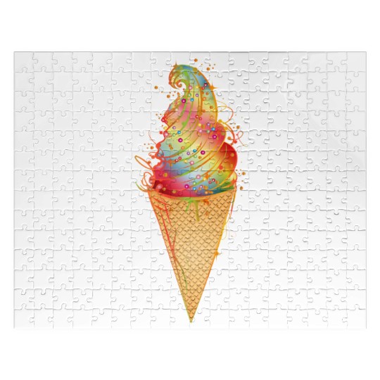 Artfully decorated ice cream in a waffle cone Jigsaw Puzzles