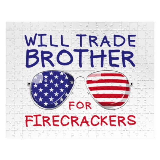 Will Trade Brother For Fireworks Kids 4th Of July Jigsaw Puzzles