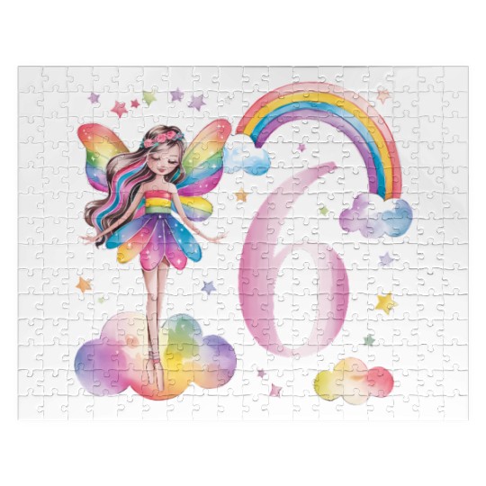 Magical Rainbow Fairy Elf 6th Birthday Girl Jigsaw Puzzles