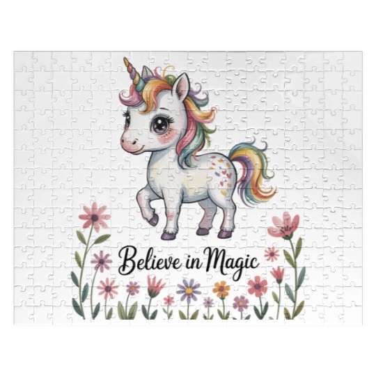 Believe in Magic – Cute Rainbow Unicorn Fantasy Jigsaw Puzzles