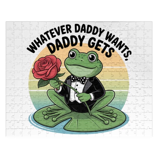 Whatever Daddy Wants Funny FrogTuxedo Rose Graphic Jigsaw Puzzles
