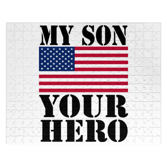 MY SON YOUR HERO AMERICAN FLAG US ARMED FORCES Jigsaw Puzzles