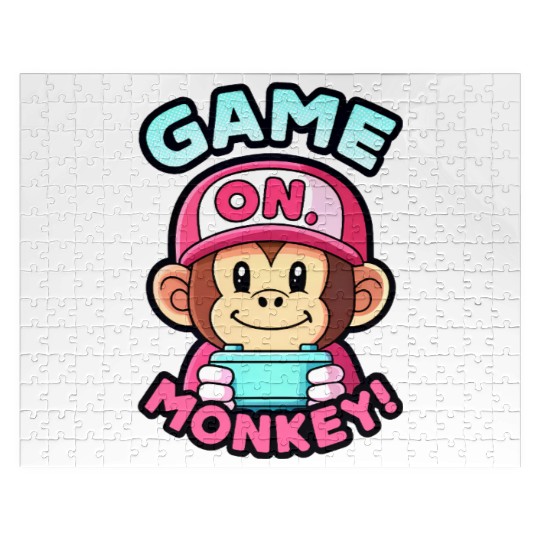 Game On Monkey Handheld Retro 90s. Jigsaw Puzzles